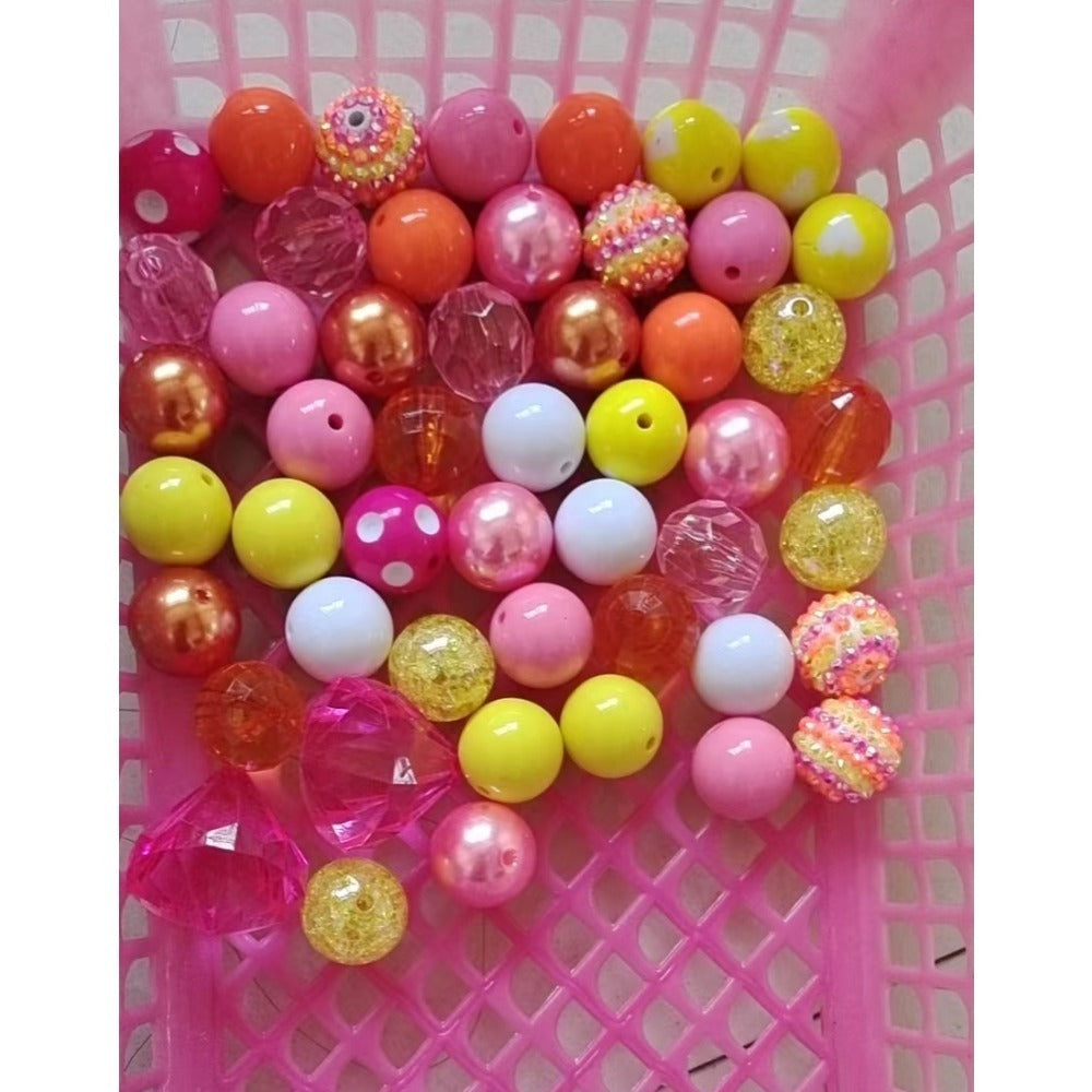 Wholesale 50pcs 20mm Acrylic Red Series Mixed Color Beads
