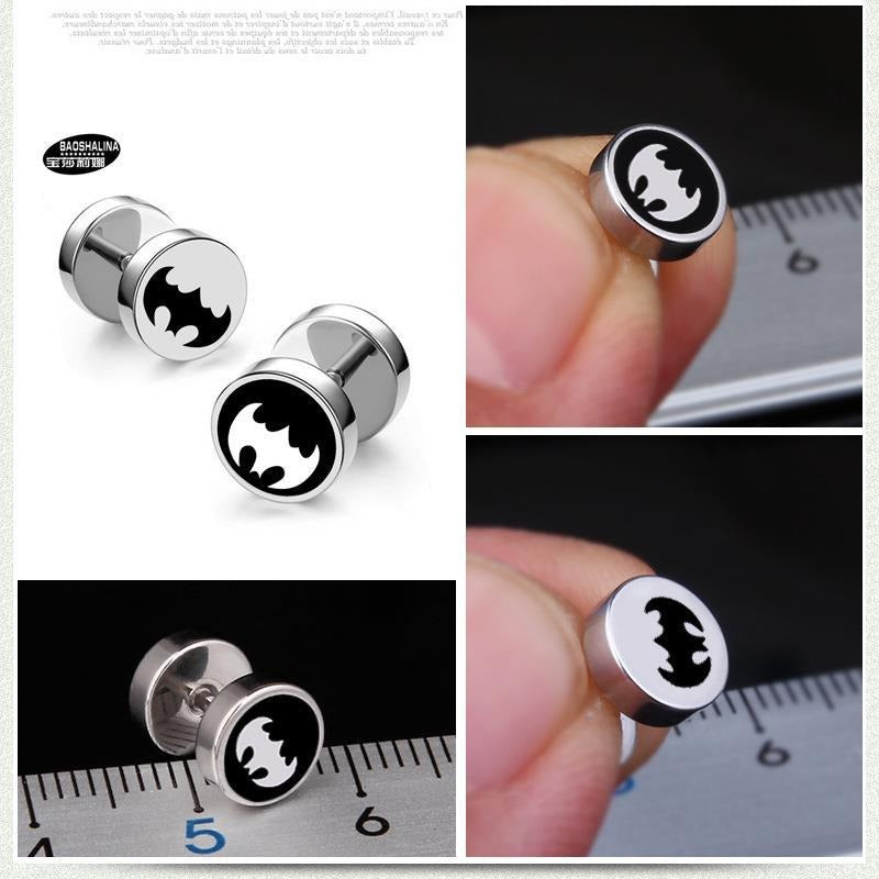 Wholesale Titanium Steel Barbell Fashion Dumbbell Black Street Earrings