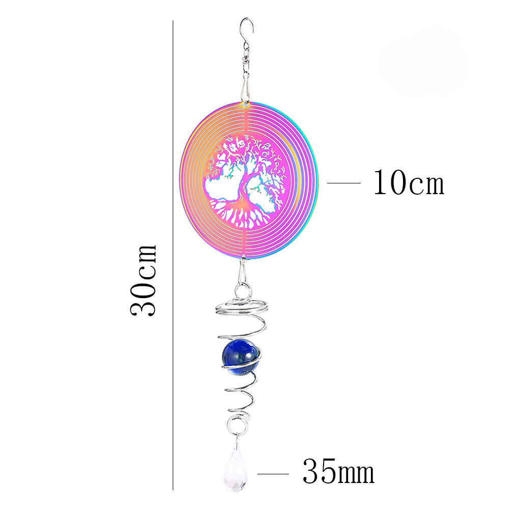 Wholesale 3D Rotating Gradient Color Tree of Life Stainless Steel Wind Chime