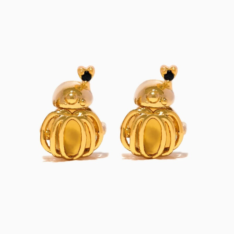 Wholesale Halloween Creative Copper Gold-plated Funny Oil Drop Zircon Cartoon Pumpkin Ghost Earrings