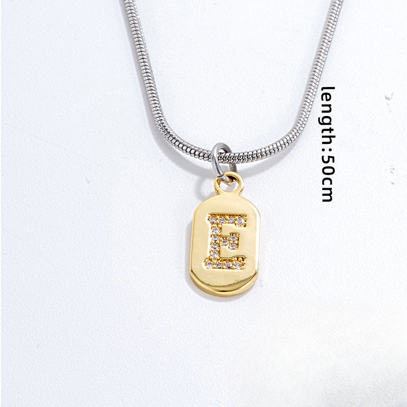 Wholesale Stainless Steel Zircon Inlaid English Letter Necklaces