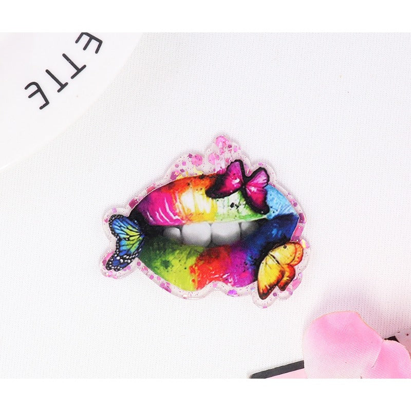 Wholesale 10pcs Cartoon Lips Letters Acrylic DIY Patches