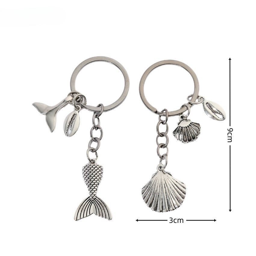 Llavero de cola de sirena de shell de aleación al por mayor