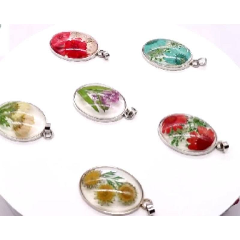 Wholesale 6pcs Creative Handmade Natural Dried Flower Pendant Necklace