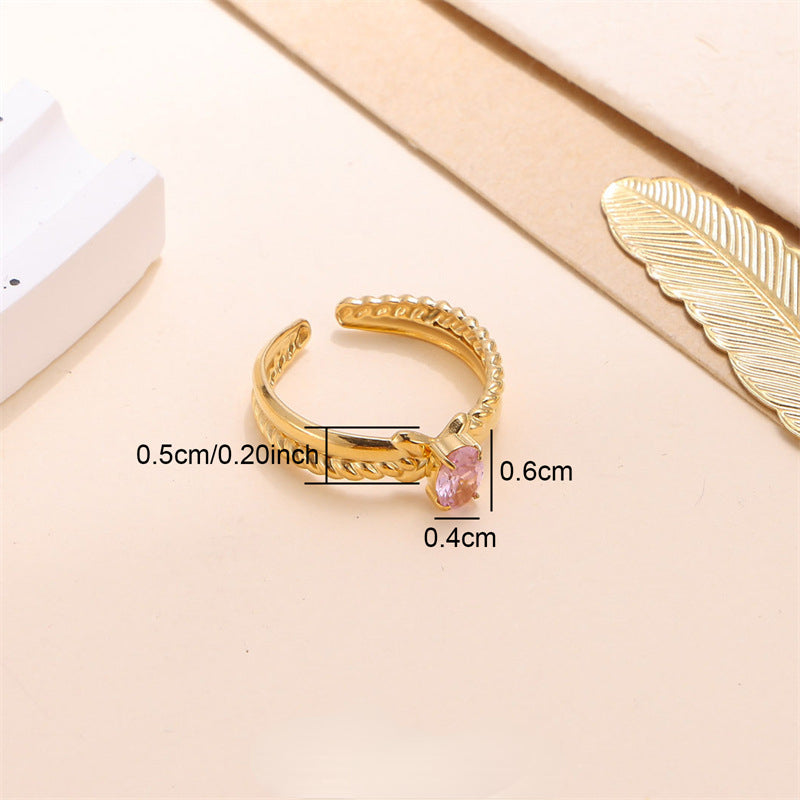 Wholesale Stainless Steel Gold Inlaid Zircon Ring
