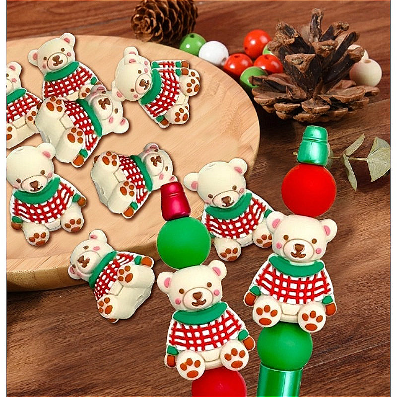 Wholesale 10pcs Cute Christmas Bear Creative Beads