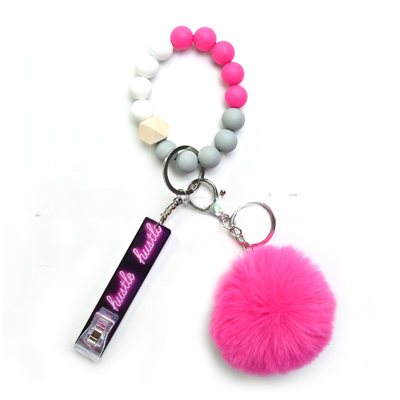 Wholesale Card Puller Silicone Bead Wrist Keychain