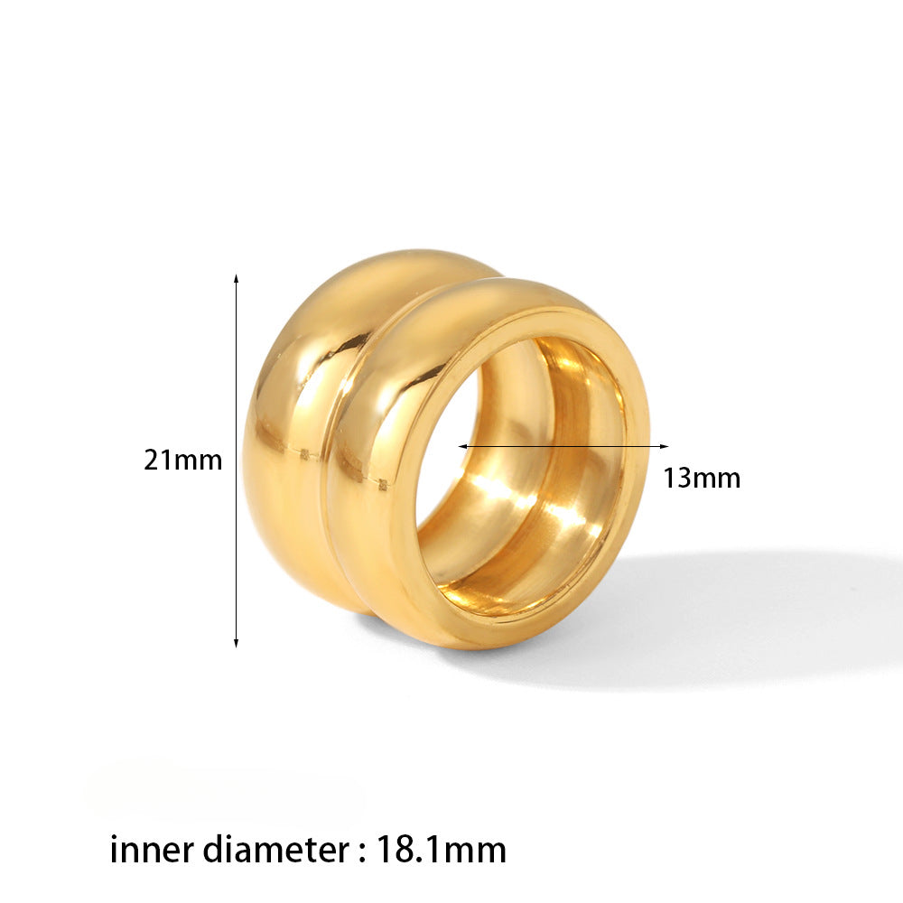 Wholesale Stainless Steel Wide Edged Double-layer Rings