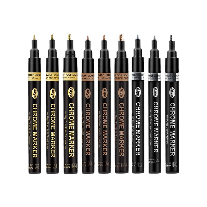 Wholesale high gloss mirror chrome plated markers, metal pens, reflective electroplated pens, DIY Gundam plastic model nail art metal pens