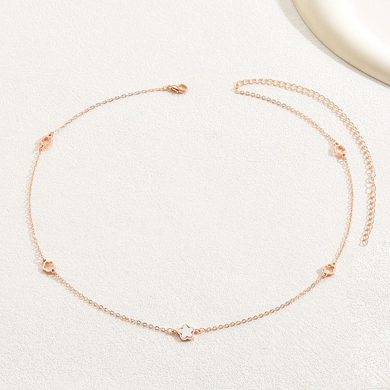 Wholesale Plum Blossom Design Rose Gold Long Earrings and Necklace Set