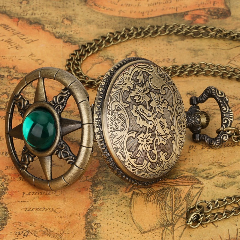 Wholesale Quartz Movement Bronze Hollow Inlaid Semicircular Haoshiqing Antique Pocket Watch