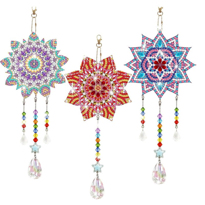 Wholesale Double-sided Crystal Diamond Butterfly Acrylic Wind Chime Three Piece Set