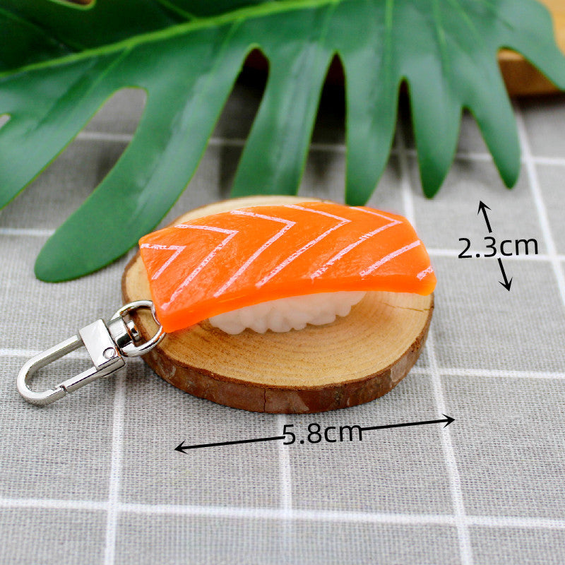 Wholesale PVC Simulation Food Salmon Sushi Keychain