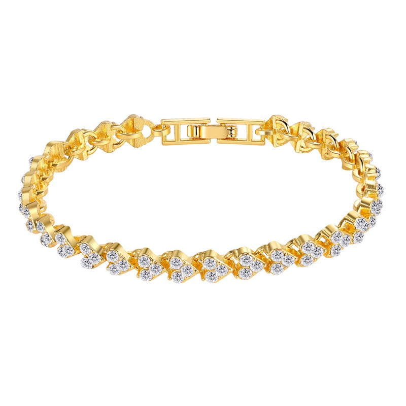 Wholesale Full Diamond Single Row Alloy Bracelets