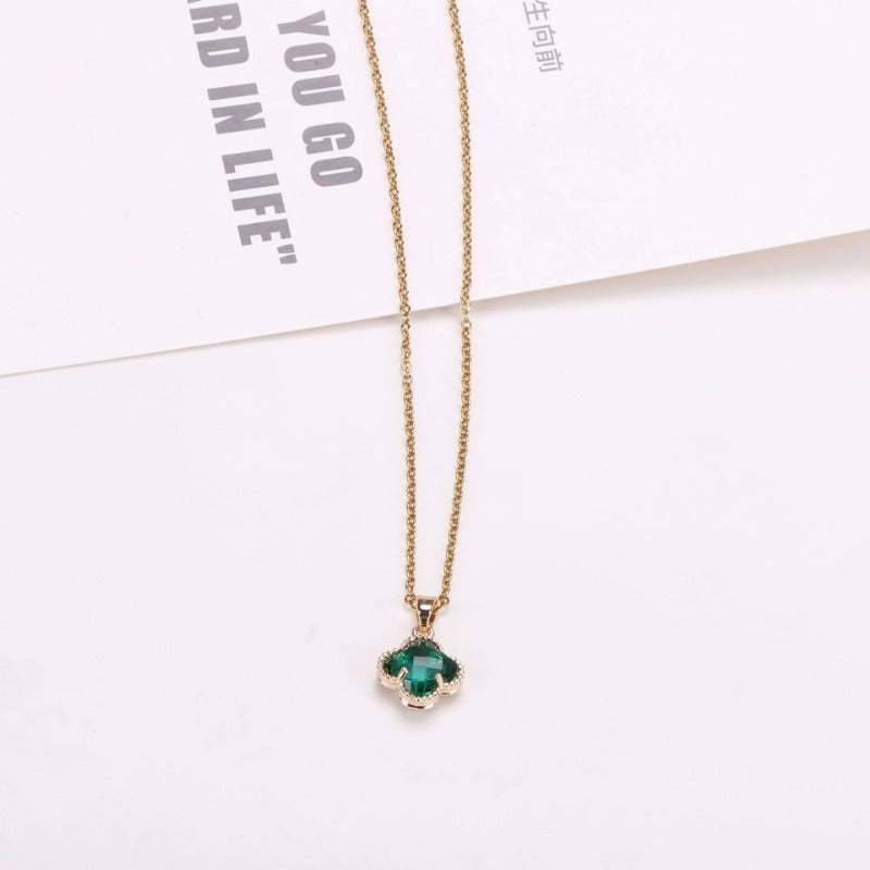 Wholesale 50pcs Crystal Double Hole Four Leaf Clover Pendant