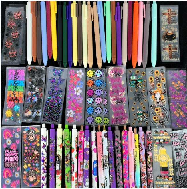 Wholesale Random Stickers 20/50/100pcs UV DTF Wraps & Cartoon Random Styles Pen Stickers for Crafts