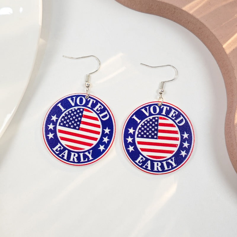 Wholesale Vintage Love Heart Flower Independence Day Acrylic Earrings