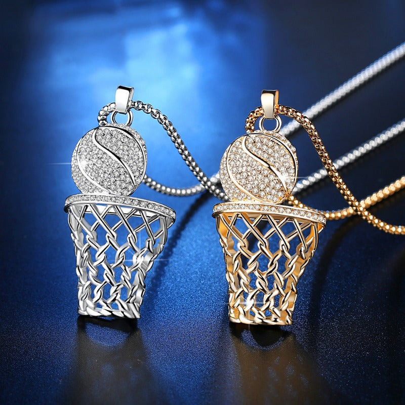 Wholesale Diamond Basketball Hoop Necklace