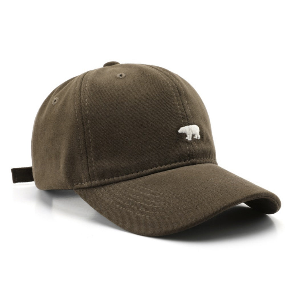 Wholesale Japanese style women's spring and autumn personalized snowflake velvet polar bear embroidered duckbill caps, outdoor men's travel sun protection and sunshade baseball caps