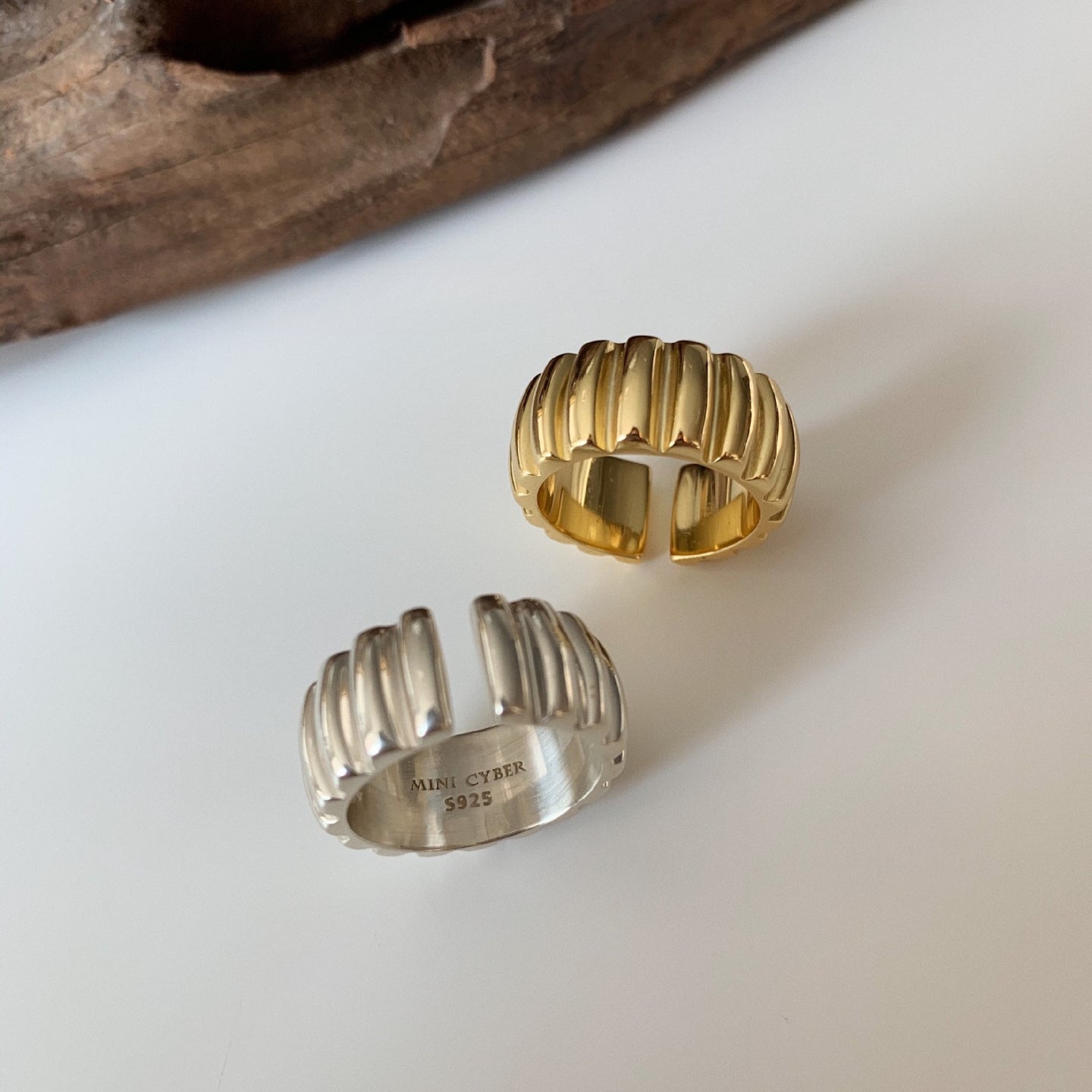 Wholesale Gold Open Wide Face Gears Copper Ring