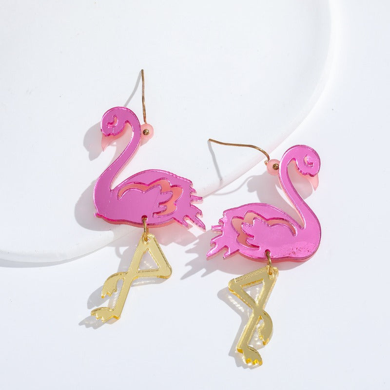 Wholesale Acrylic Flamingo Simple, Fashionable and Personalized Earrings
