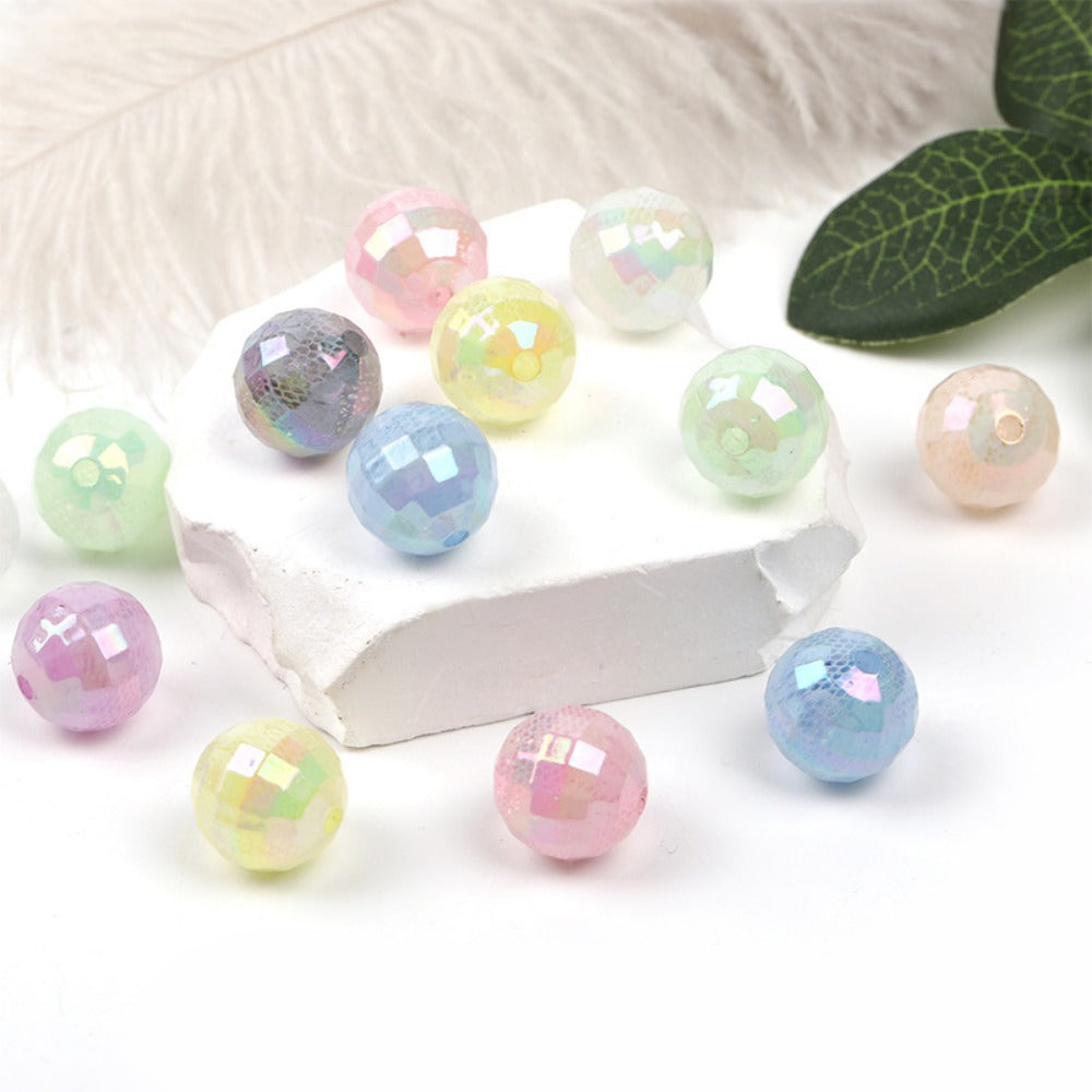 Wholesale 100pcs Acrylic Lace Faceted Round Beads