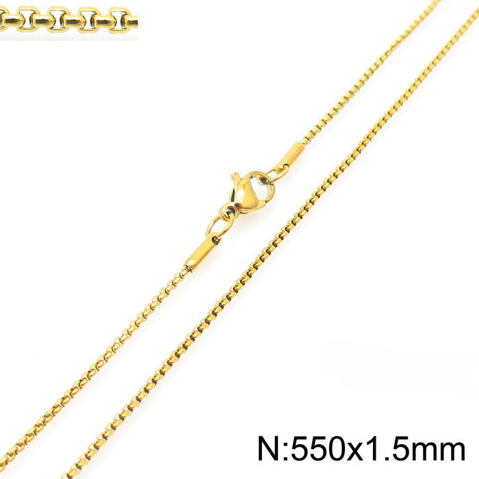 Wholesale Electroplating 18K Gold Square Pearl Stainless Steel Titanium Steel Necklace