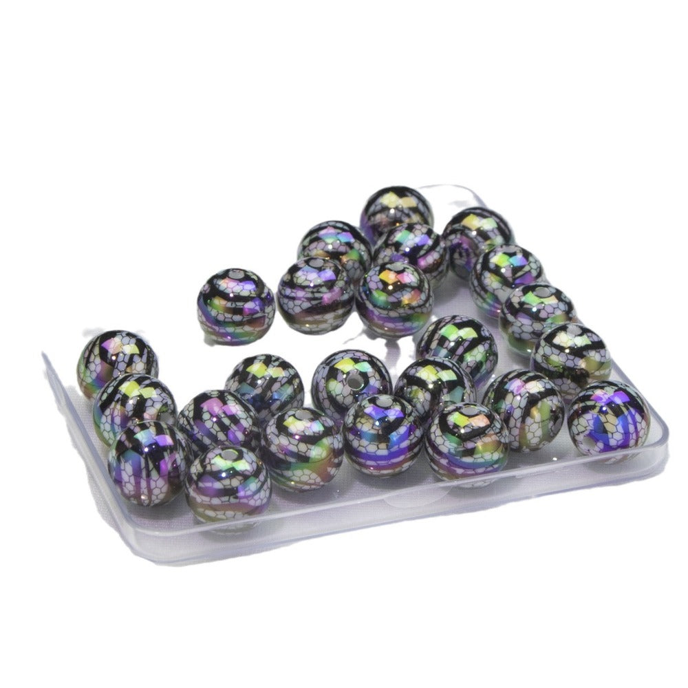 Wholesale 10pcs Lace Zebra Pattern Beads Round Beads