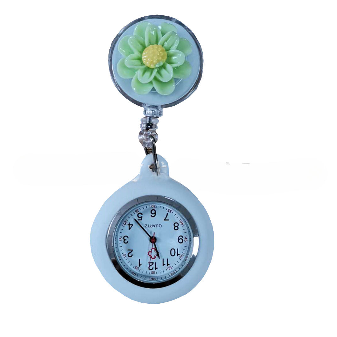 Wholesale Chrysanthemum Flower Easy Pull Buckle Telescopic Alloy Pocket Watch