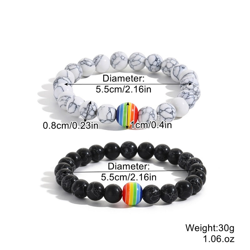 Wholesale 1pair/pack Rainbow Heart Magnetic Bracelets for Valentine's Day.