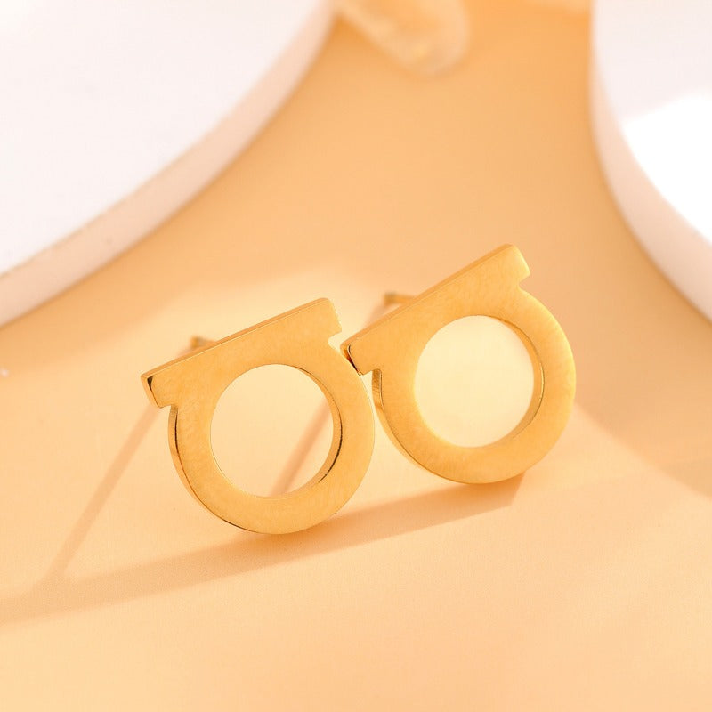 Wholesale English Letter D Stainless Steel Earrings