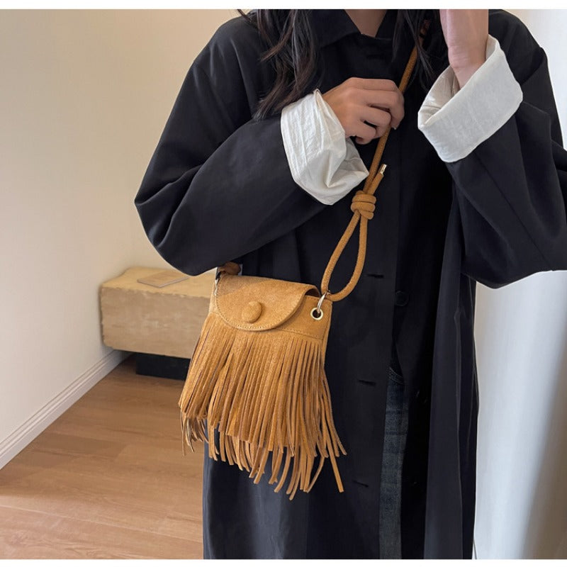 Wholesale Tassel Bucket Bag Autumn and Winter Retro Bohemian Shoulder Crossbody Bag