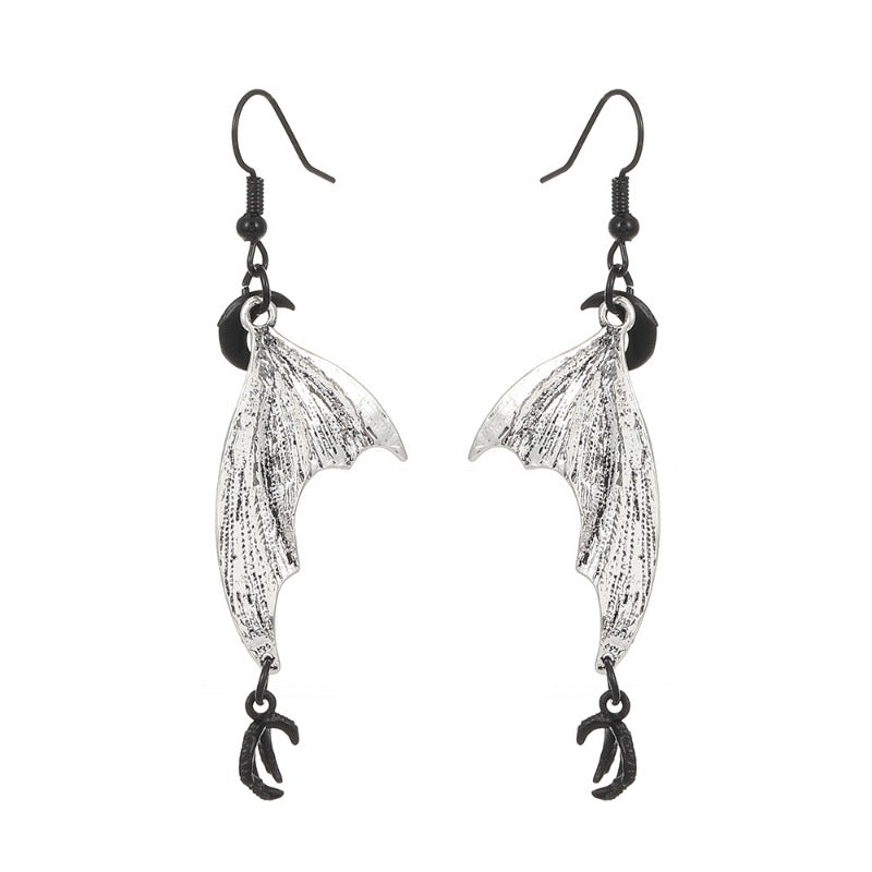 Wholesale Halloween Retro Gothic Bat Wings Alloy Earrings