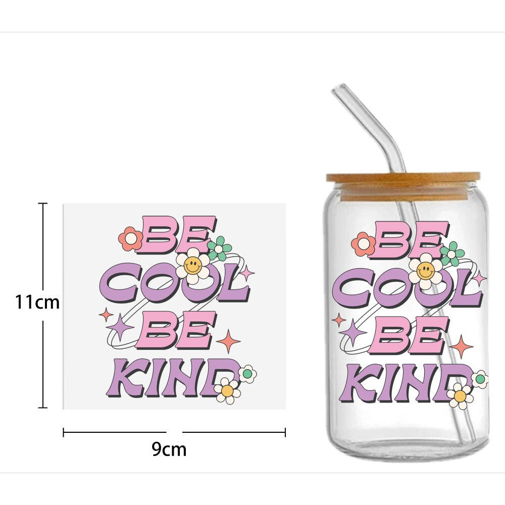 Wholesale Cute Smiley Flower Series Printing UV DTF Transfer Crystal Cup Sticker