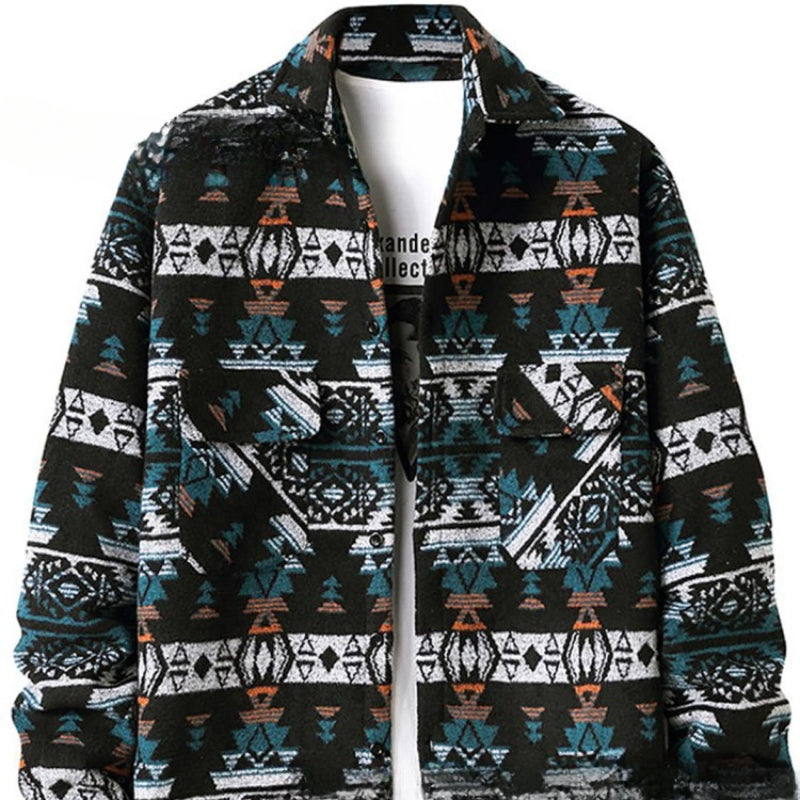 Wholesale Aztec Lapel Long Sleeved Cardigan Cotton Men Clothes