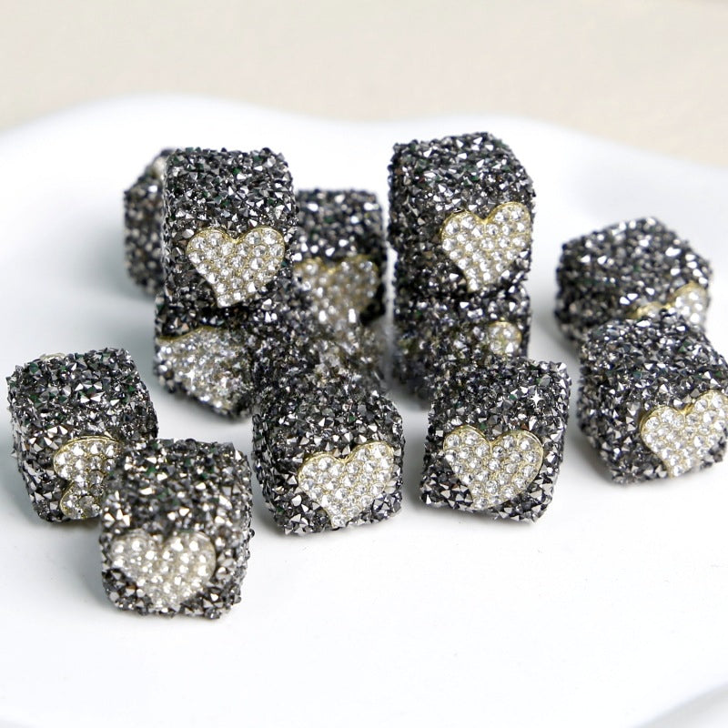 Wholesale Valentine's Day Black Square Acrylic Sugar Beads