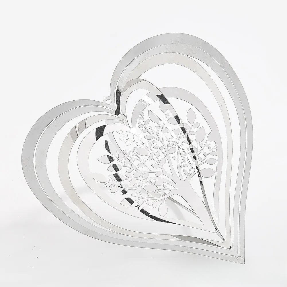 Wholesale Life Tree Hollow Heart Rotating Stainless Steel Wind Chime