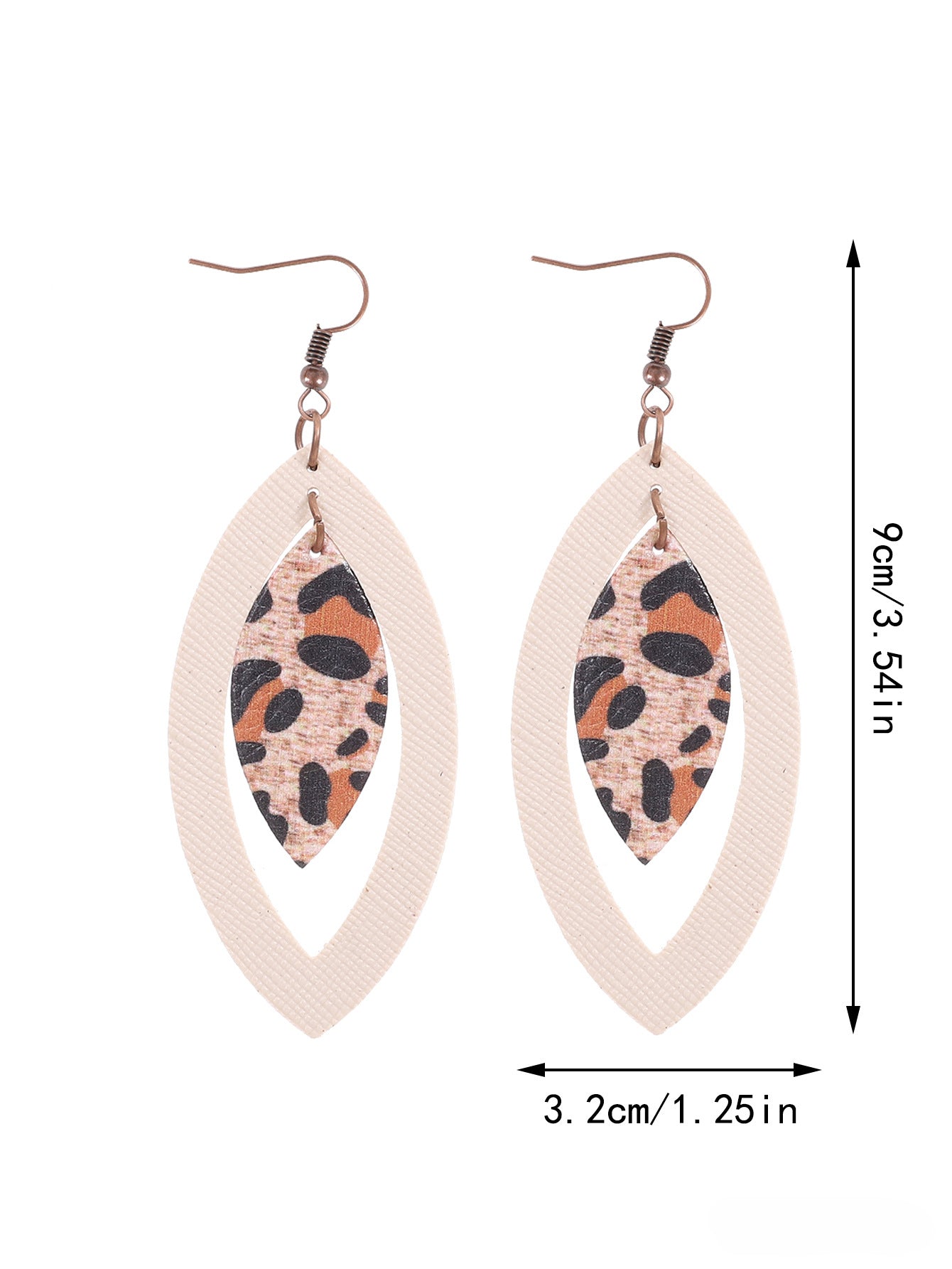Wholesale Hollow Leopard Drop Leather Earrings