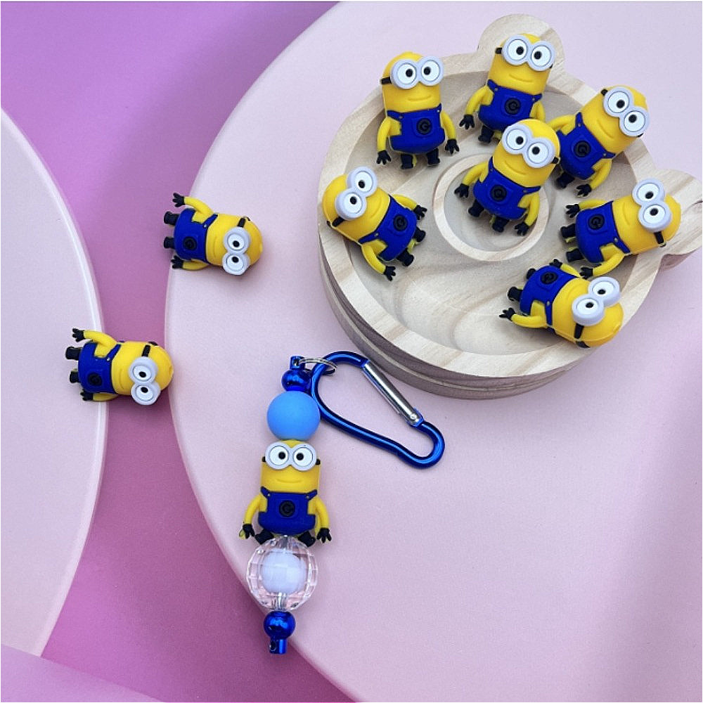 Wholesale 10pcs Cartoon 3D Cute Pink Ghost Yellow Villain Silicone Beads