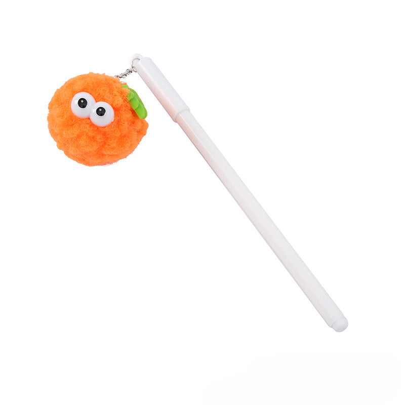 Wholesale Orange Hair Ball Plastic Ballpoint Pen