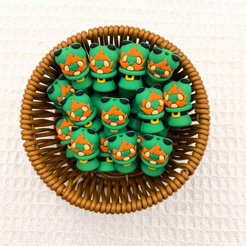 Wholesale 10pcs Green Big Nose Old Man Silicone DIY Beads
