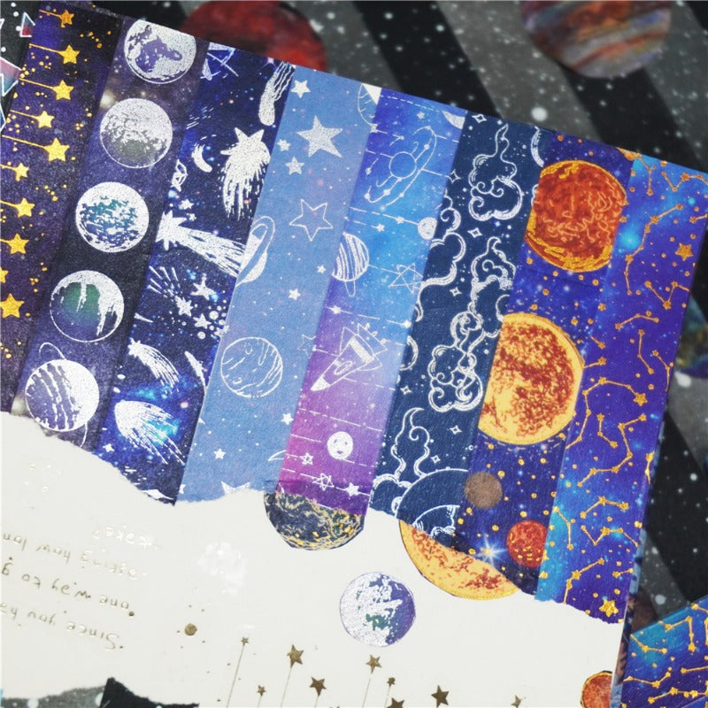 Wholesale Starry Sky Gold, Silver, Paper Tape, Planet Universe DIY Decorative Stickers