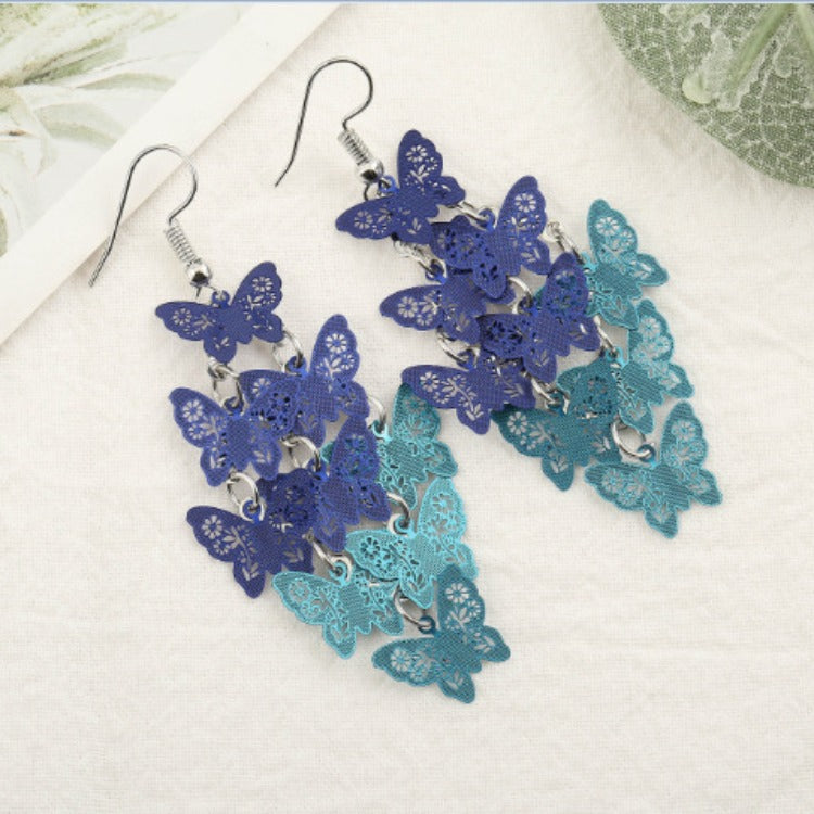 Wholesale Fashionable Temperament Butterfly Colorful Small Nine Pieces of Earrings
