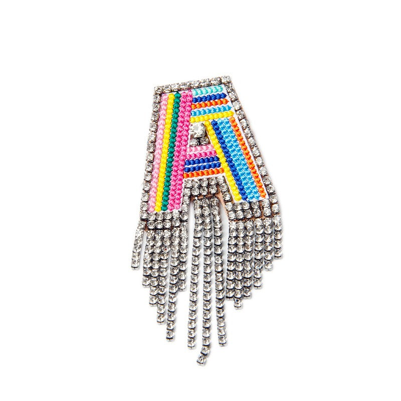Wholesale Tassel Flower Color Letter Rhinestone Brooch