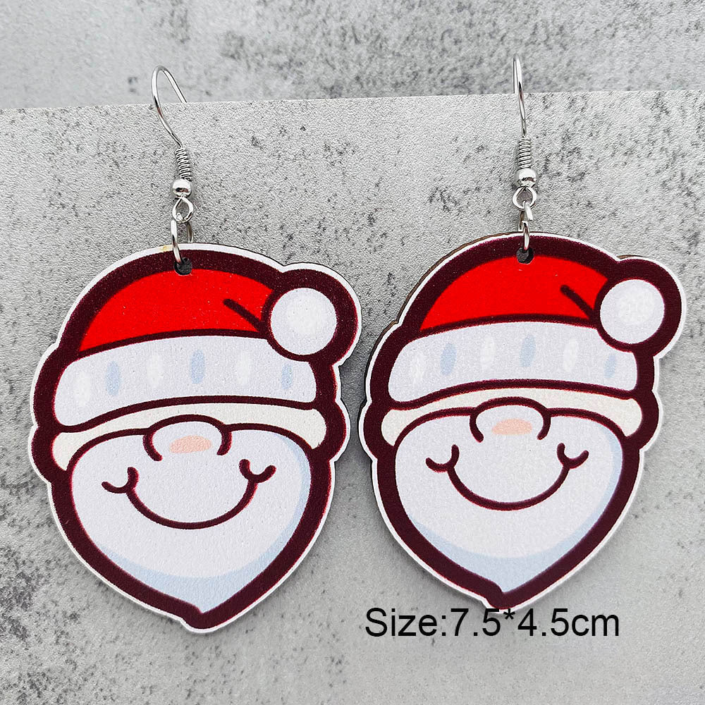 Wholesale Christmas Santa Claus Christmas Socks Elk Wooden Earrings