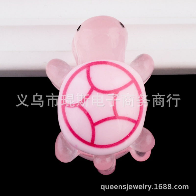 Wholesale 2pcs Luminous Double-sided Turtle Clay Drill Ball Straight Hole DIY Beads