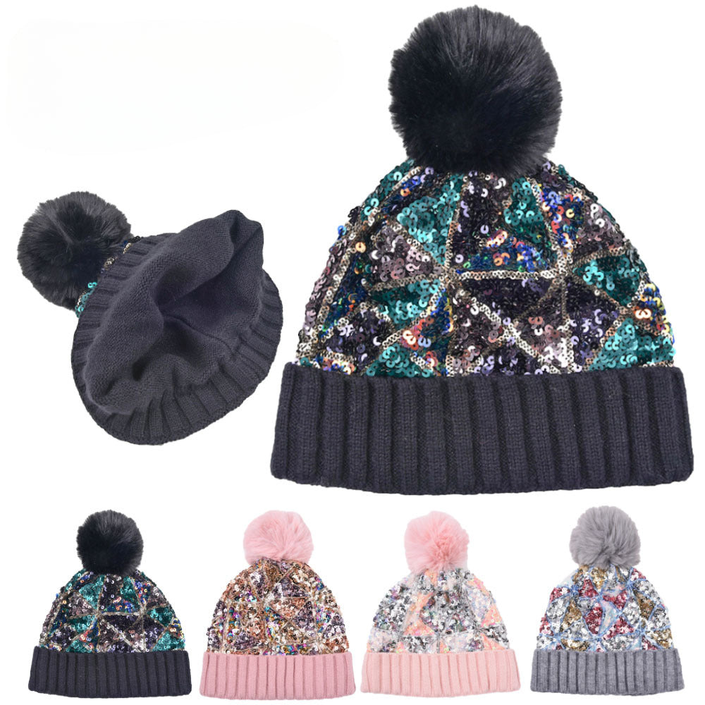 Wholesale Sequin Irregular Knitted Hats