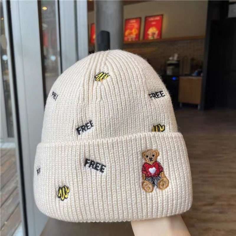 Wholesale Autumn and Winter All-match Letter Embroidered Cartoon Beanie