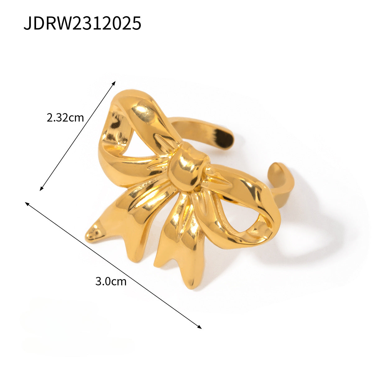 Wholesale Personalized Versatile 18k Gold Stainless Steel Bow Ring