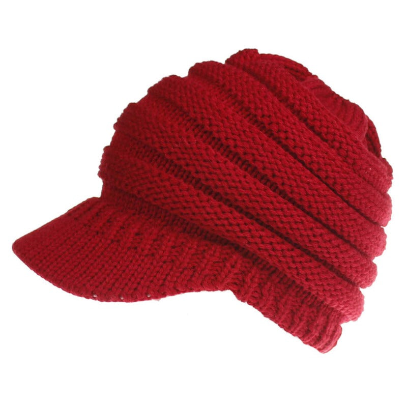 Wholesale Women's Knitted Baseball No Logo Open Ponytail Ski Sports Cap